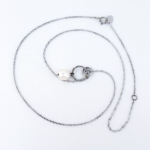 New Belk Silverworks Sterling Silver 925 Pearl Necklace 16.5"-18.5" - Picture 6 of 8